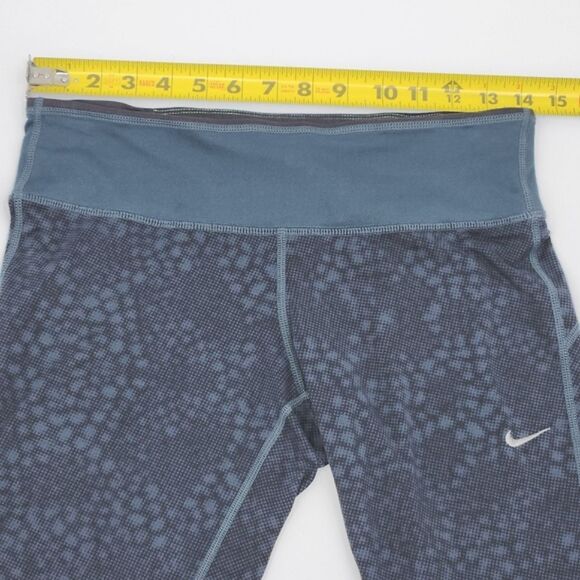 Nike 'Epic Run' Womens Medium Print Crop Athletic Leggings Black Gray Blue - Picture 9 of 12